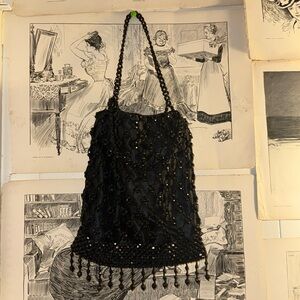 Vintage black beaded mini bag